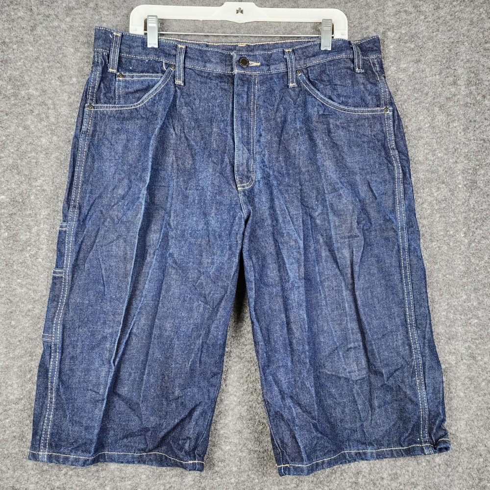 Genuine Dickies Carpenter Shorts Mens 36 Blue Denim Indigo Utility Workwear